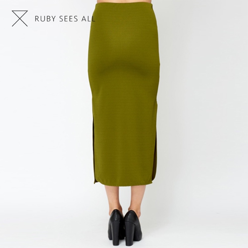 PLUS SIZE MIDI SKIRT khaki
